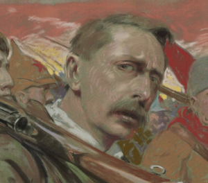 Fragment obrazu Feliksa Kazimierza Wygrzywalskiego- autoportret artysty