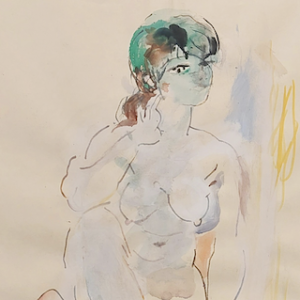 Fragment obrazu Ludwika Klimka- prowansalski pejzaż w jasnej palecie śródziemnomorskiej